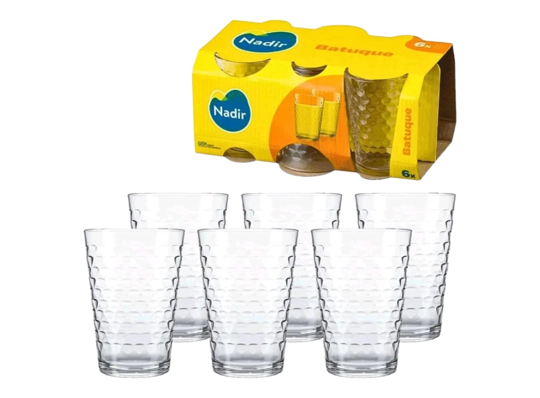 CONJ COPO VIDRO C/6 265ML GINGA/LAG/MARAC/BATUQUE NADIR