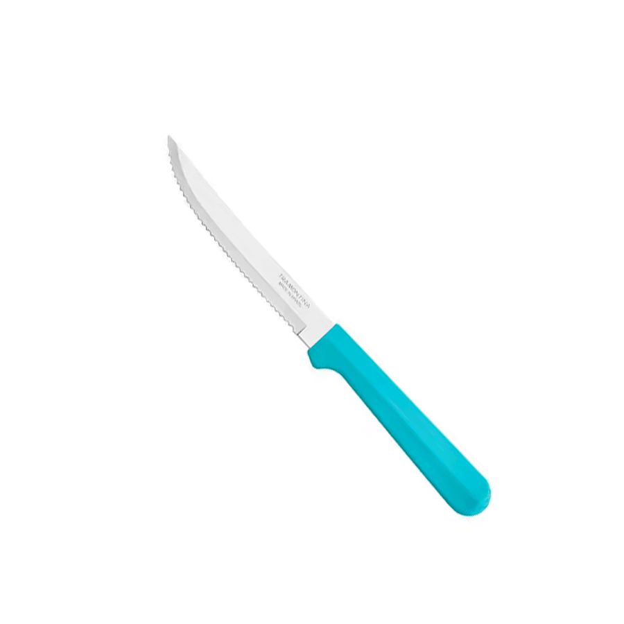 FACA INOX MESA CABO PLASTICO AZUL CLARO LEME TRAMONTINA