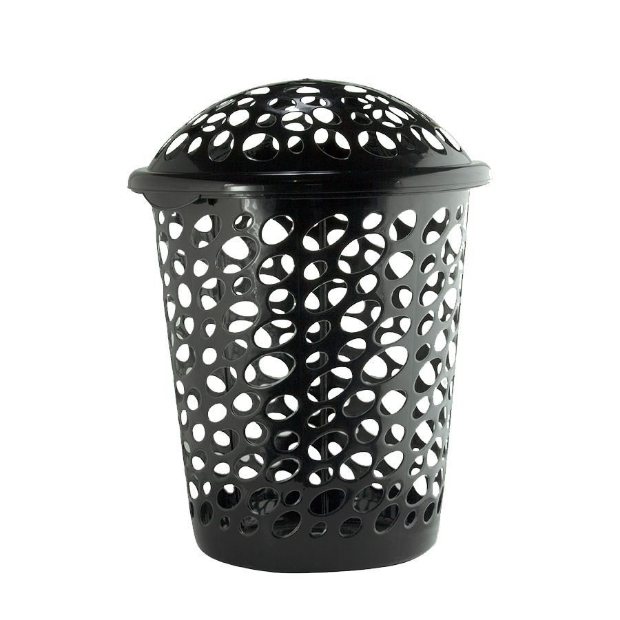CESTO TELADO 30LTS C/TAMPA PRETO MILPLASTIC
