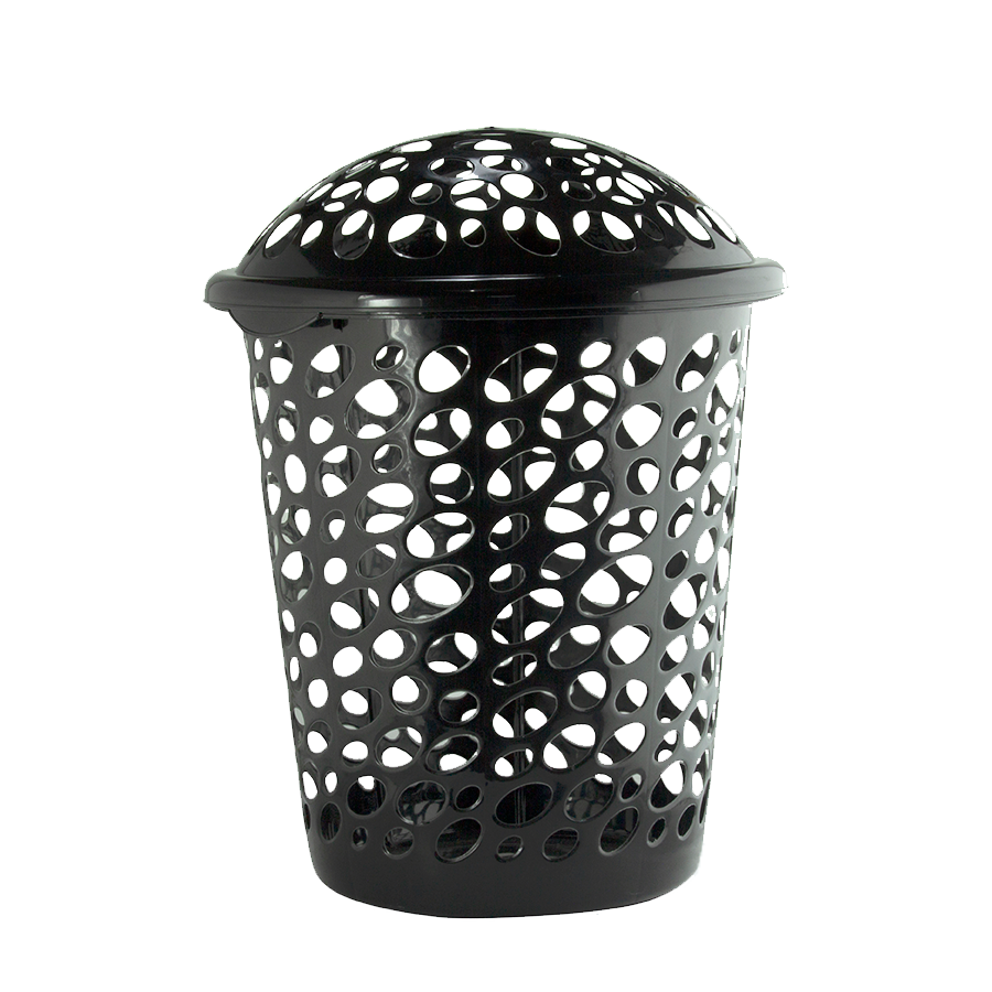 CESTO TELADO 60LTS C/TAMPA PRETO MILPLASTIC