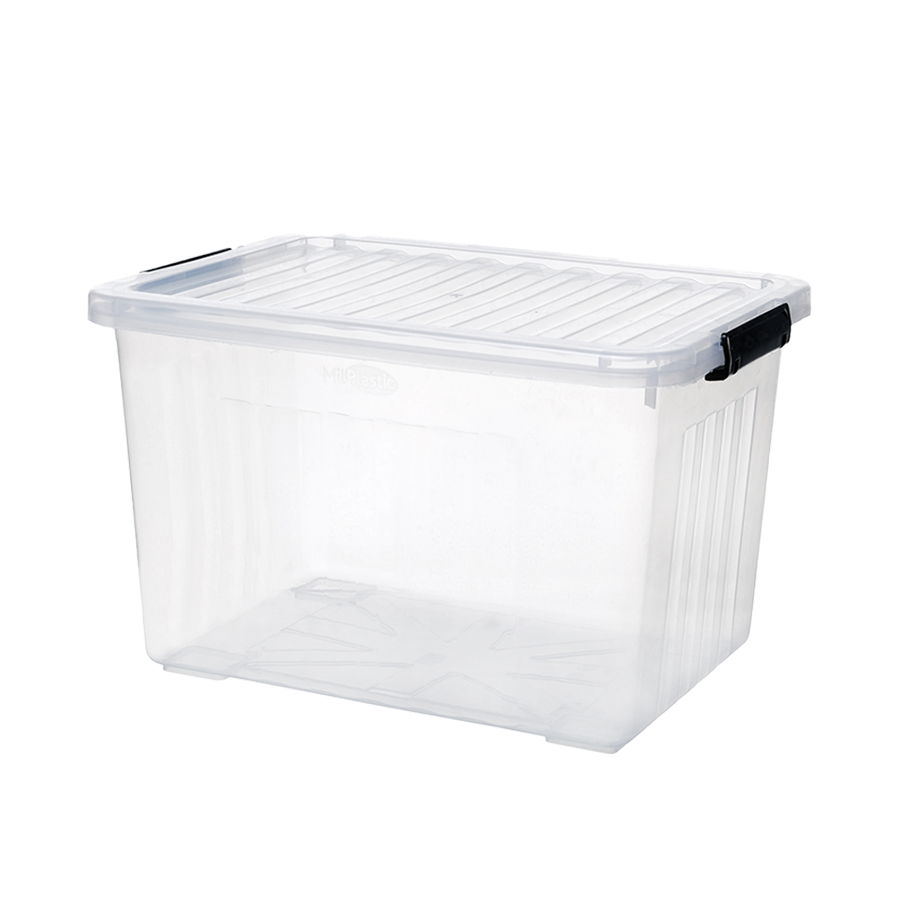 CAIXA 60LTS ORGANIZADORA E RODAS TRANSPARENTE BRANCA MILPLASTIC
