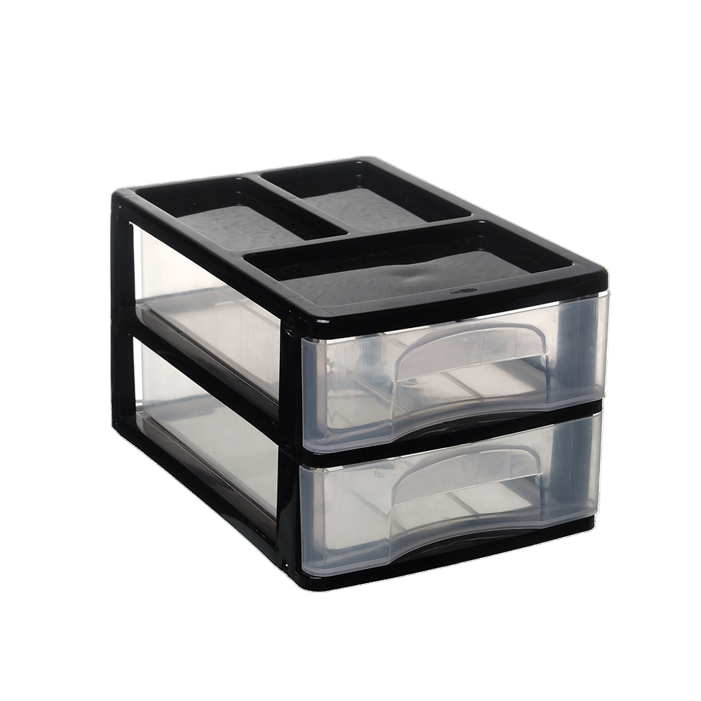 GAVETEIRO C/2 GAVETAS 26,5X18X15 PRETO MILPLASTIC