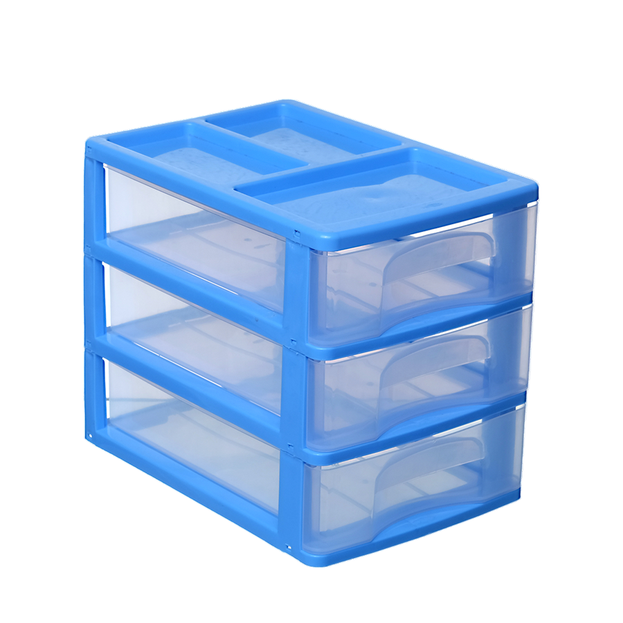 GAVETEIRO C/3 GAVETAS 26X18X22 AZUL MILPLASTIC