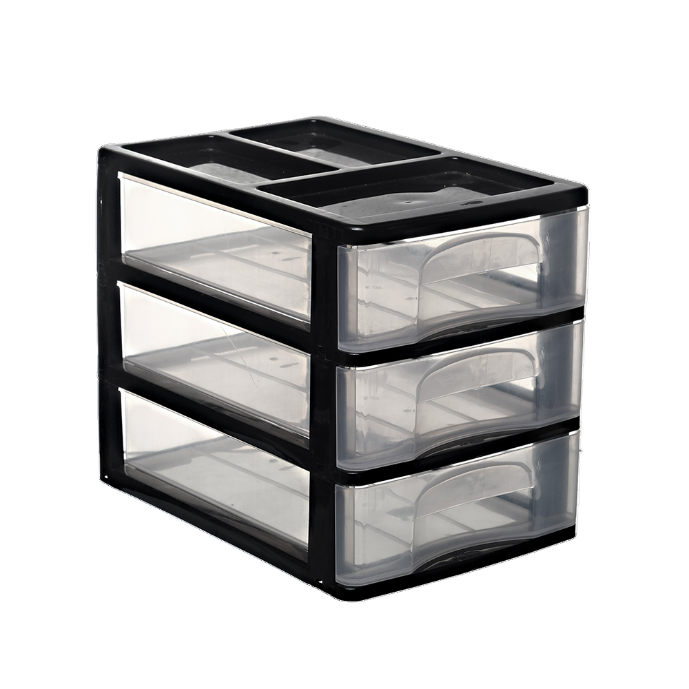 GAVETEIRO C/3 GAVETAS 26X18X22 PRETO MILPLASTIC