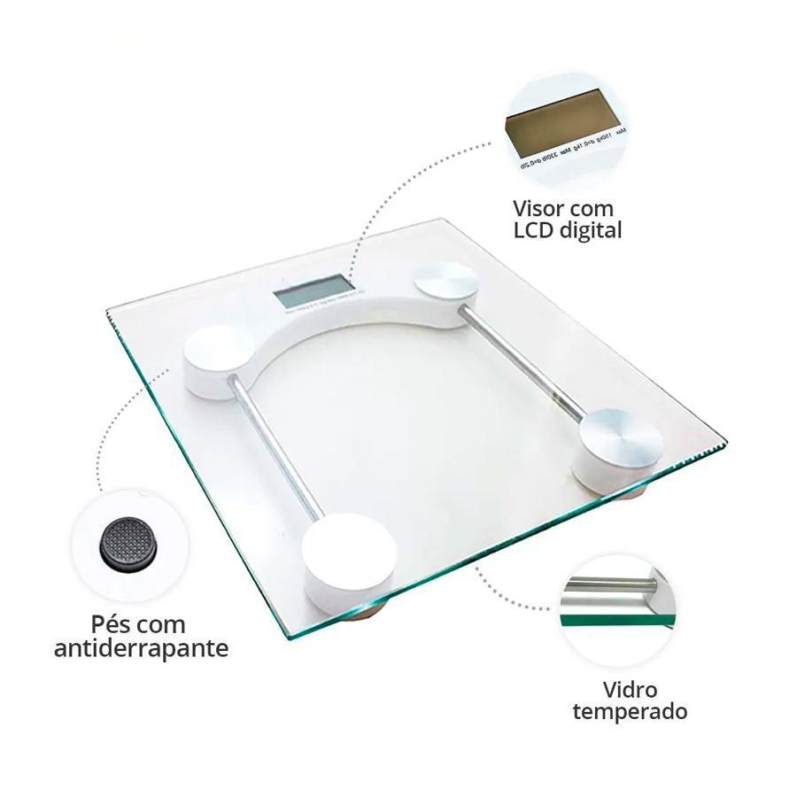 BALANCA DIGITAL DE VIDRO 6MM / 180KG REF.334 123UTIL