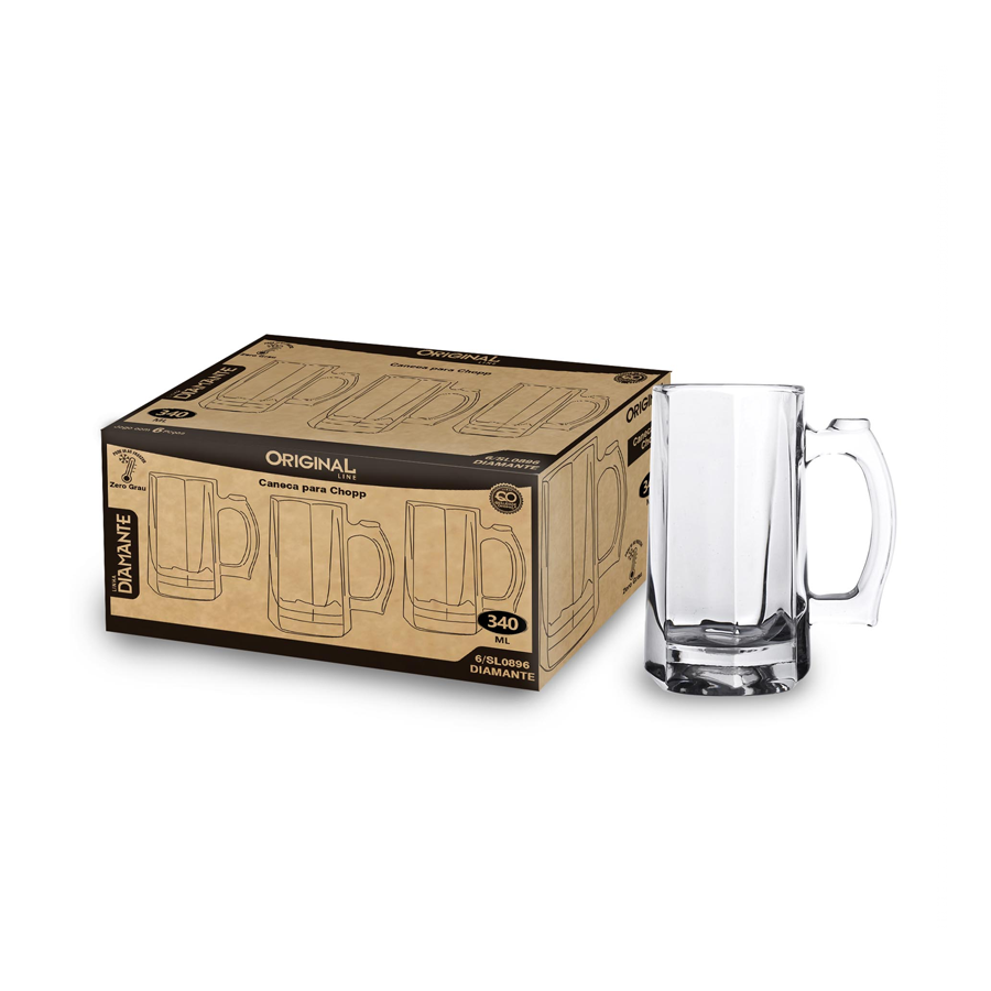 CANECA VIDRO 340ML CHOPP ZERO GRAUS REF.SL0896 ORIGINAL