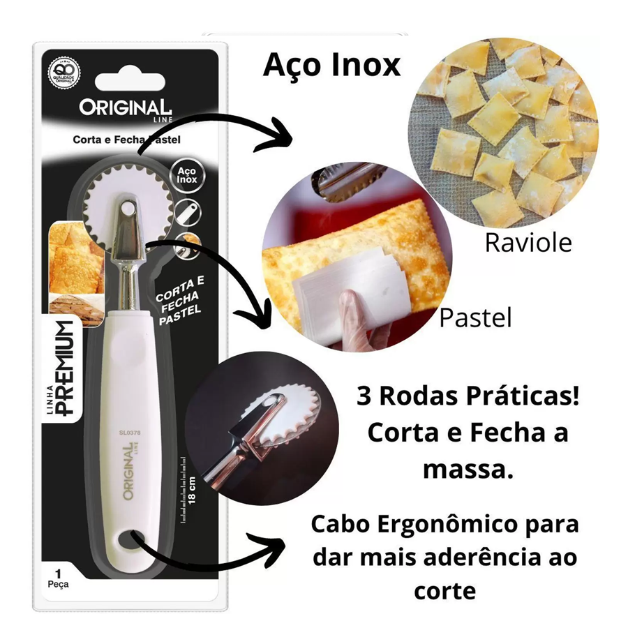 CORTADOR E FECHADOR DE PASTEL INOX REF.SL0378 ORIGINAL