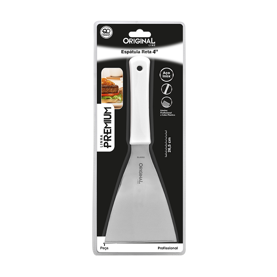 ESPATULA INOX N.04 RETA CABO BRANCO PREMIUM REF.SL0352 ORIGINAL