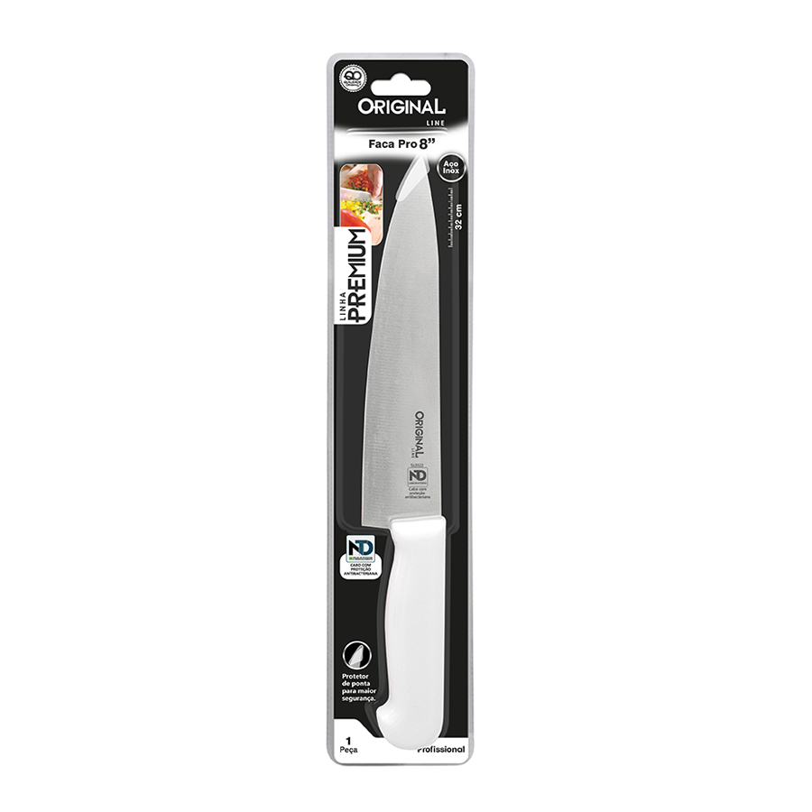 FACA INOX N.08 CABO BRANCO PREMIUM REF.SL0335 ORIGINAL