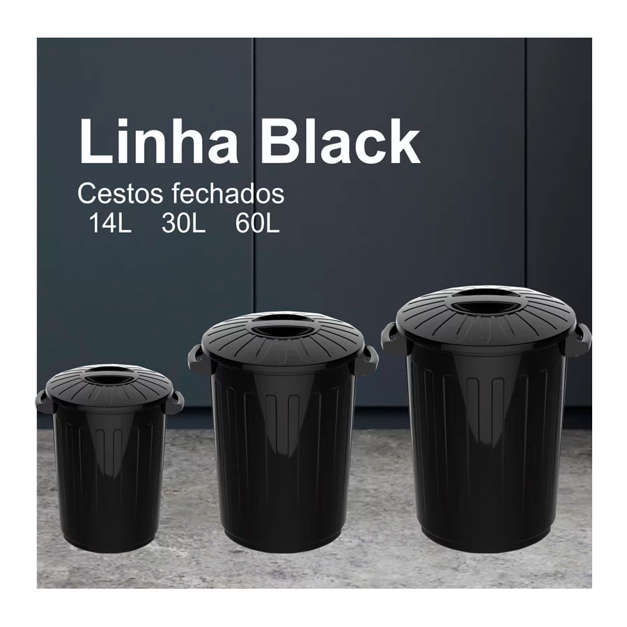 CESTO FECHADO 14LTS PRETO REF.0331 UNINJET