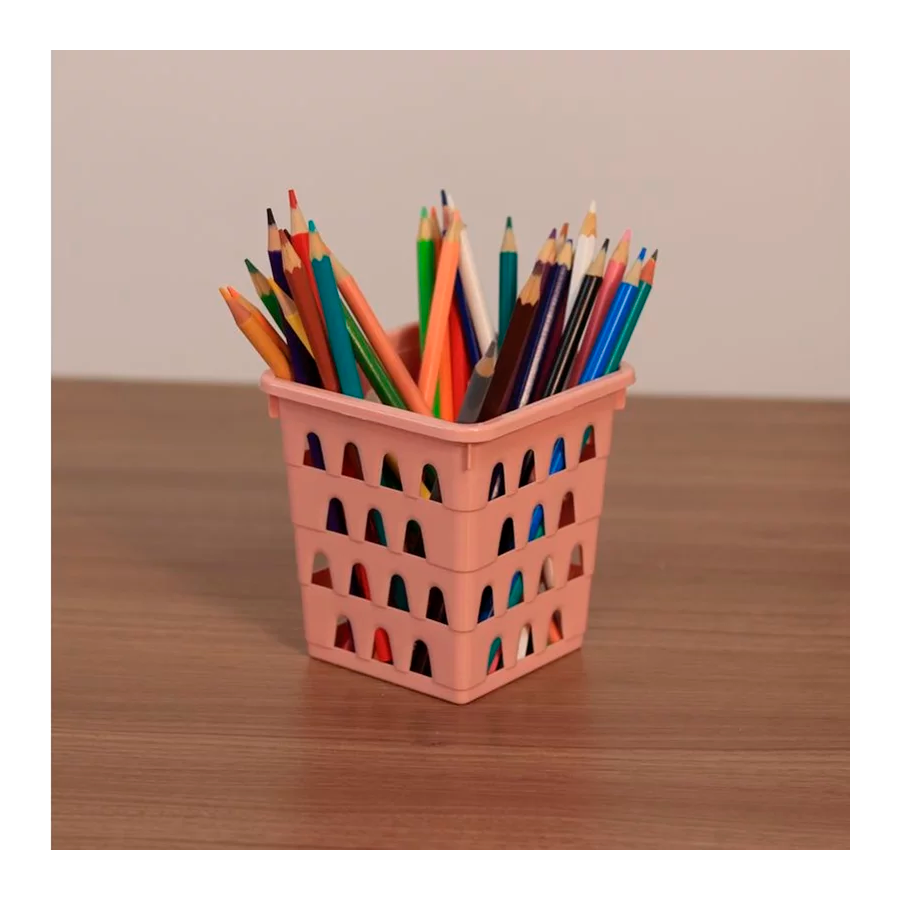 CESTO PLASTICO QUADRADO ROSA PEQUENO REF.1041 UNINJET