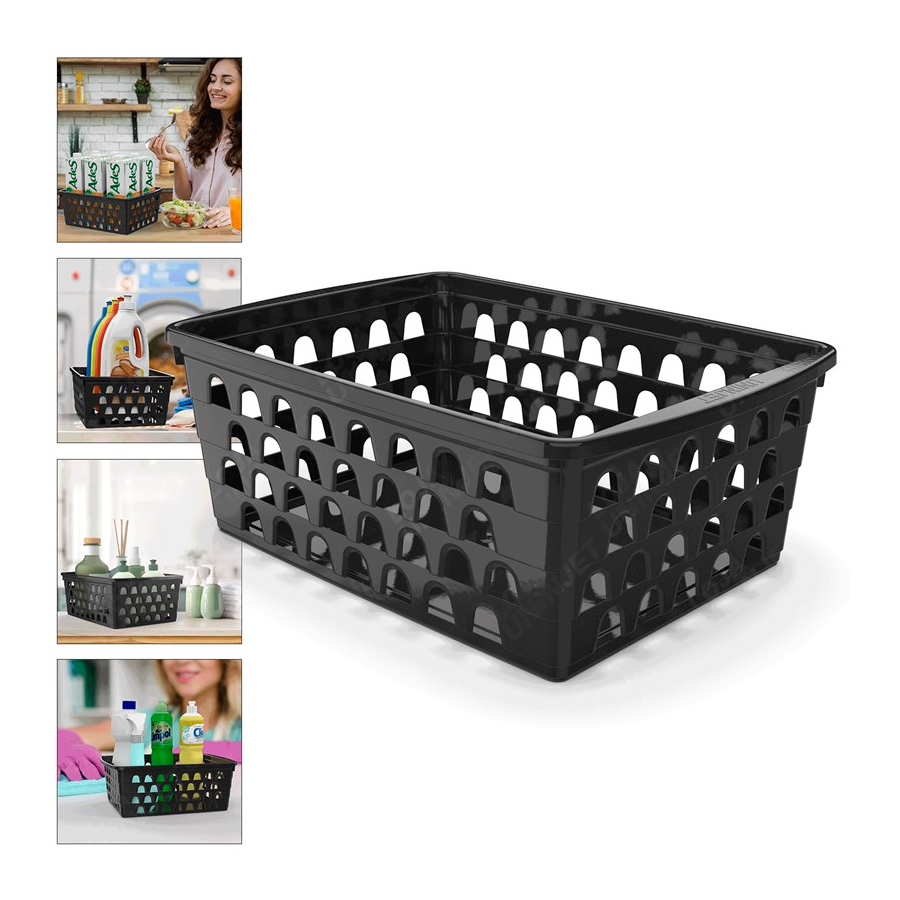 CESTO PLASTICO RETANGULAR PRETO GRANDE REF.0696 UNINJET