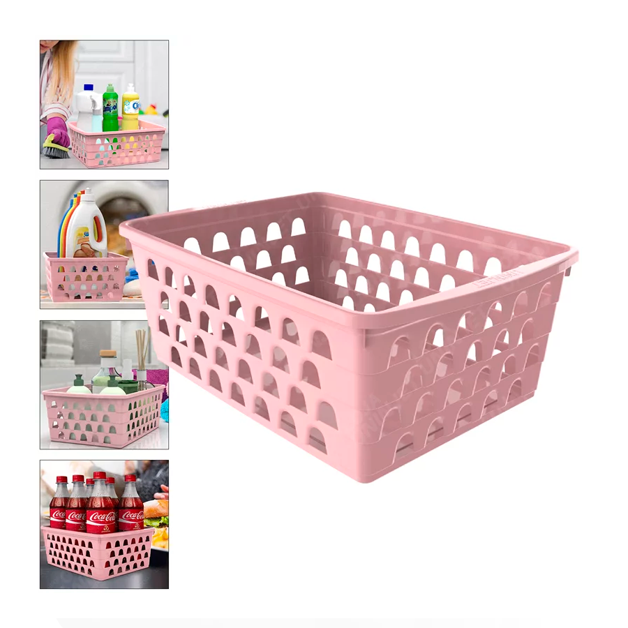 CESTO PLASTICO RETANGULAR ROSA GRANDE REF.1047 UNINJET