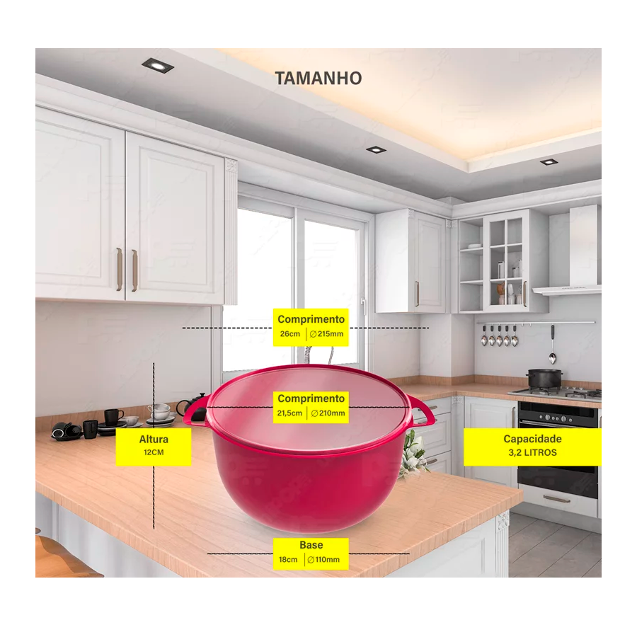 POTE 3,2LTS REDONDO VERMELHO MILANO REF.0669 UNINJET