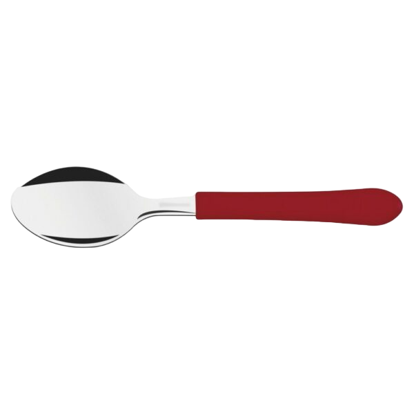 COLHER INOX MESA CABO PLASTICO VERMELHA LEME TRAMONTINA