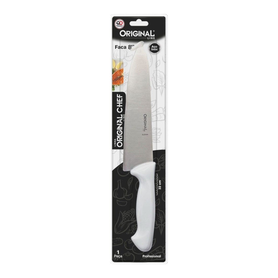 FACA INOX N.08 CABO BRANCO LINE CHEF REF.SL0344 ORIGINAL