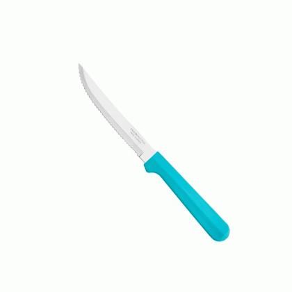 FACA INOX MESA CABO PLASTICO AZUL CLARO LEME TRAMONTINA