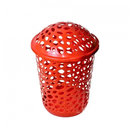 CESTO TELADO 30LTS C/TAMPA VERMELHO MILPLASTIC