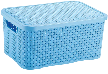 CAIXA RATTAN 4LTS AZUL CLARO C/TAMPA REF.1112 RISCHIOTO