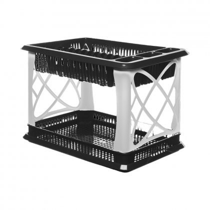 ESCORREDOR PRATO PLASTICO DUPLO PRETO MILPLASTIC