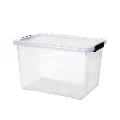CAIXA 30LTS ORGANIZADORA E RODAS TRANSPARENTE BRANCA MILPLASTIC