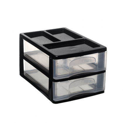 GAVETEIRO C/2 GAVETAS 26,5X18X15 PRETO MILPLASTIC