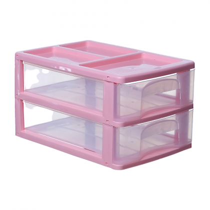 GAVETEIRO C/2 GAVETAS 26,5X18X15 ROSA MILPLASTIC