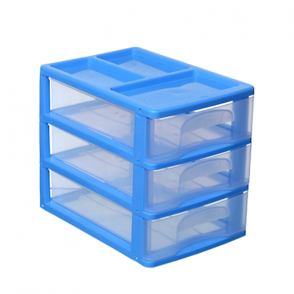 GAVETEIRO C/3 GAVETAS 26X18X22 AZUL MILPLASTIC