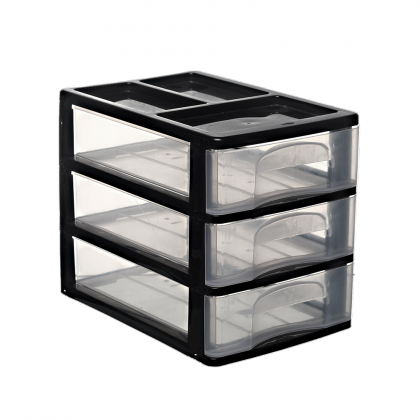 GAVETEIRO C/3 GAVETAS 26X18X22 PRETO MILPLASTIC
