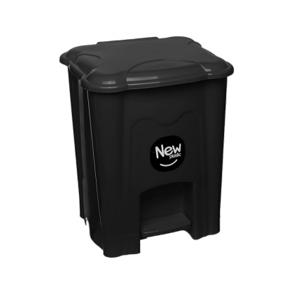 LIXEIRA 20LTS C/PEDAL PRETA MILPLASTIC