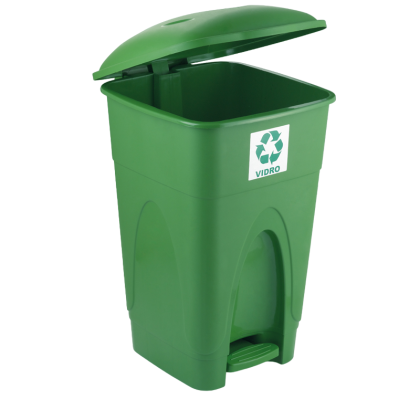 LIXEIRA 65LTS C/PEDAL VERDE INJEPLASTEC