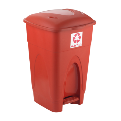 LIXEIRA 65LTS C/PEDAL VERMELHA INJEPLASTEC