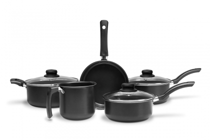 CONJ PANELAS C/5 TEFLON T/VIDRO RUBY-PRETO BRINOX
