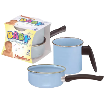KIT PAPEIRO/LEITEIRA AGATA AZUL BEBE METALOUCA