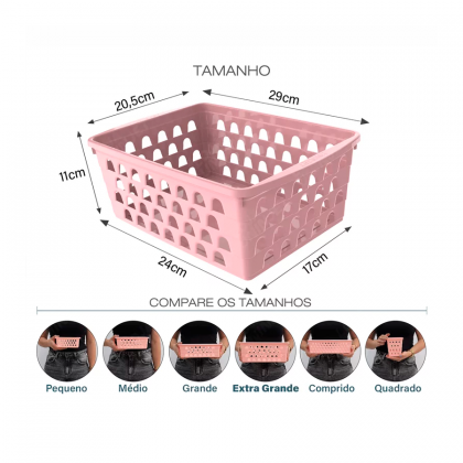 CESTO PLASTICO RETANGULAR ROSA GRANDE REF.1047 UNINJET