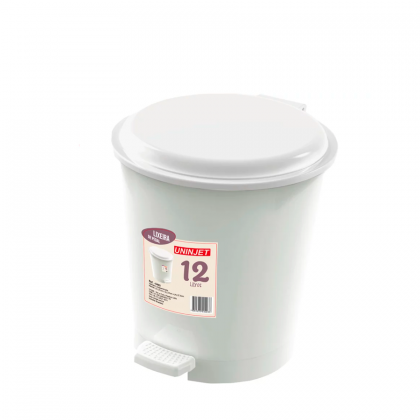 LIXEIRA 12LTS C/PEDAL REDONDA BRANCA REF.0403 UNINJET