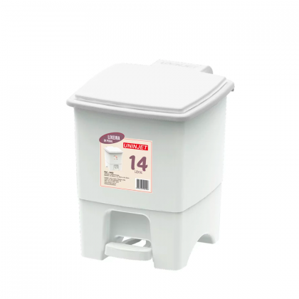 LIXEIRA 14LTS C/PEDAL QUADRADA BRANCA REF.0402 UNINJET