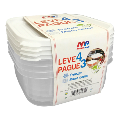 CONJUNTO DE POTE 1,050ML QUADRADO LEVE 4 PAGUE 3 REF.182SOR MP